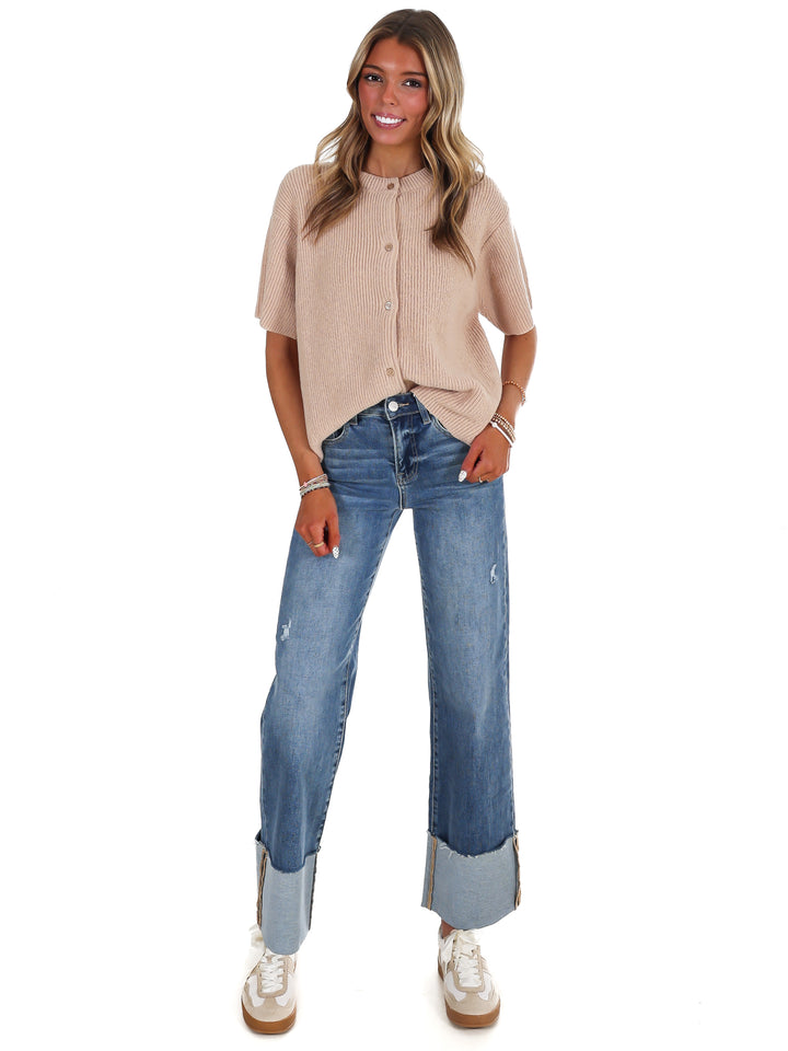 Let's Go There Short Sleeve Sweater Cardigan