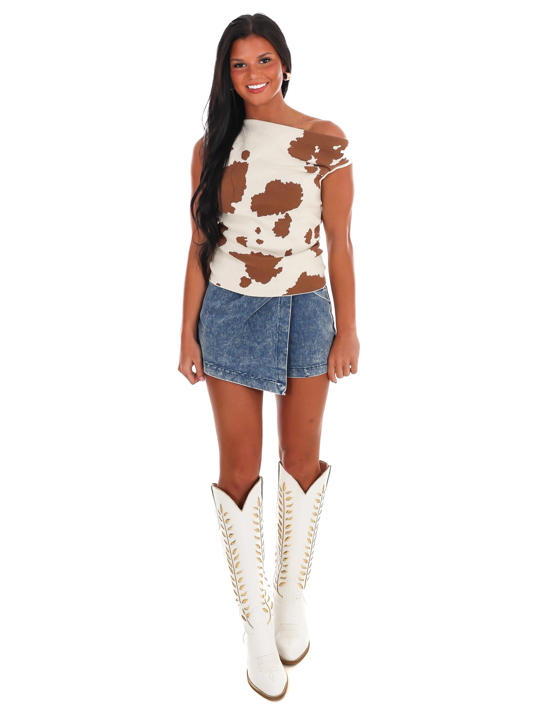 Wild Range Asymmetrical Print Sweater Top