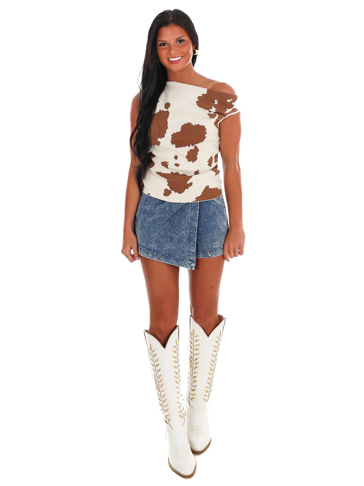 Wild Range Asymmetrical Print Sweater Top
