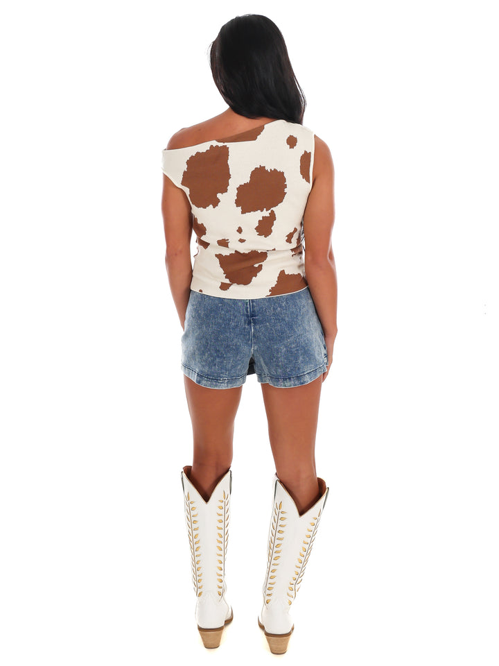 Wild Range Asymmetrical Print Sweater Top