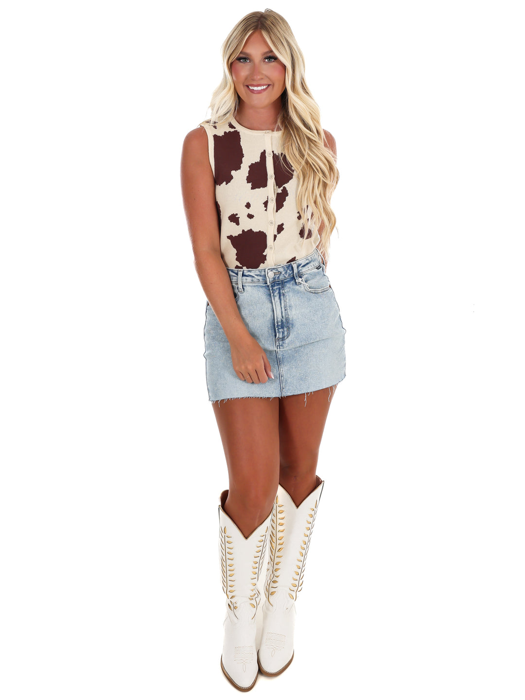 Longhorn Button Front Sweater Top