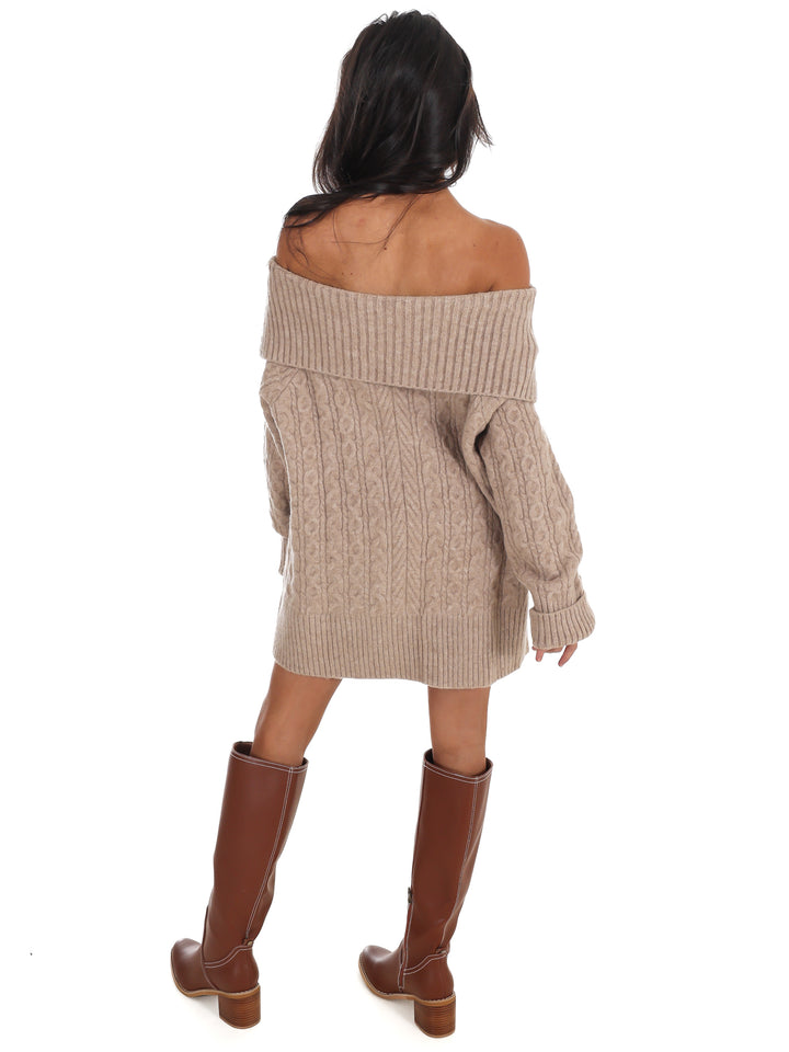 Denver Off Shoulder Cable Knit Sweater