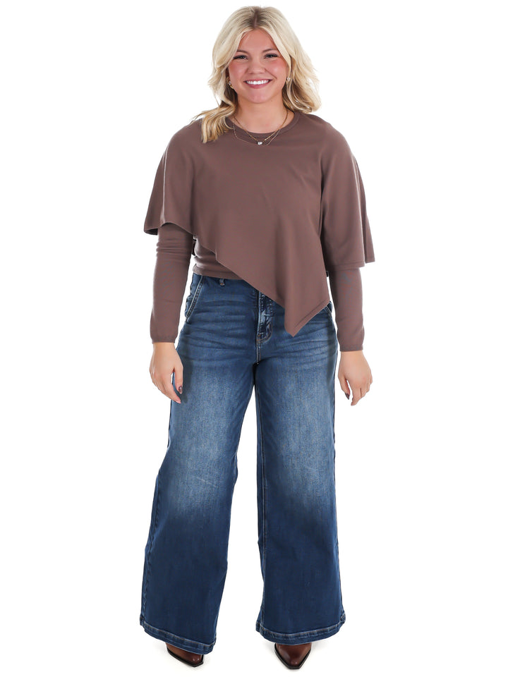 Cozy Crush Asymmetrical Cape Sweater