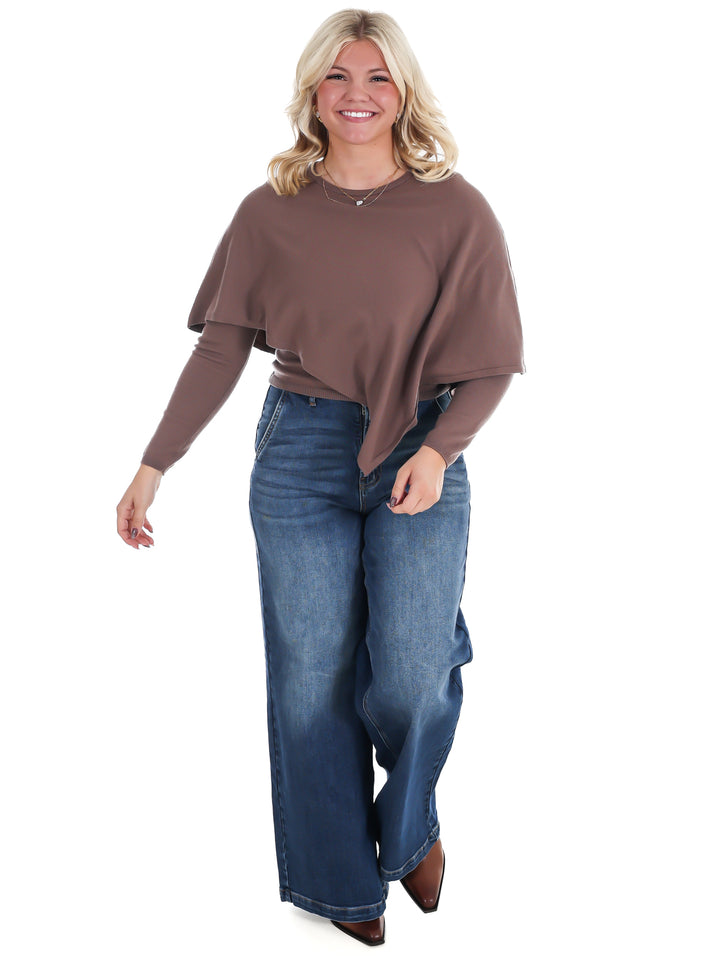 Cozy Crush Asymmetrical Cape Sweater