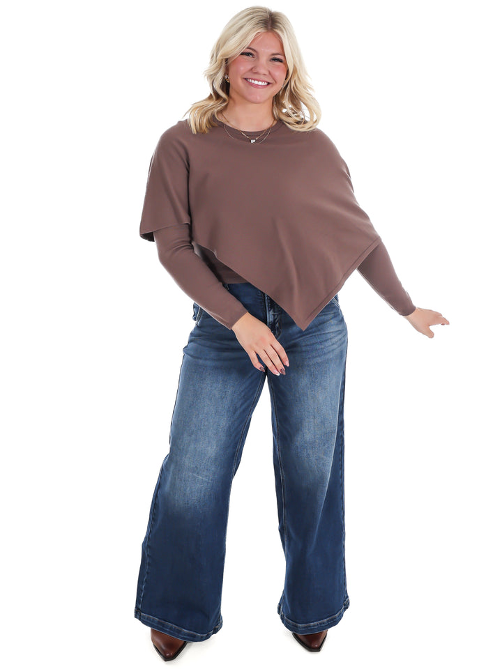 Cozy Crush Asymmetrical Cape Sweater