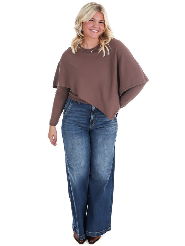Cozy Crush Asymmetrical Cape Sweater