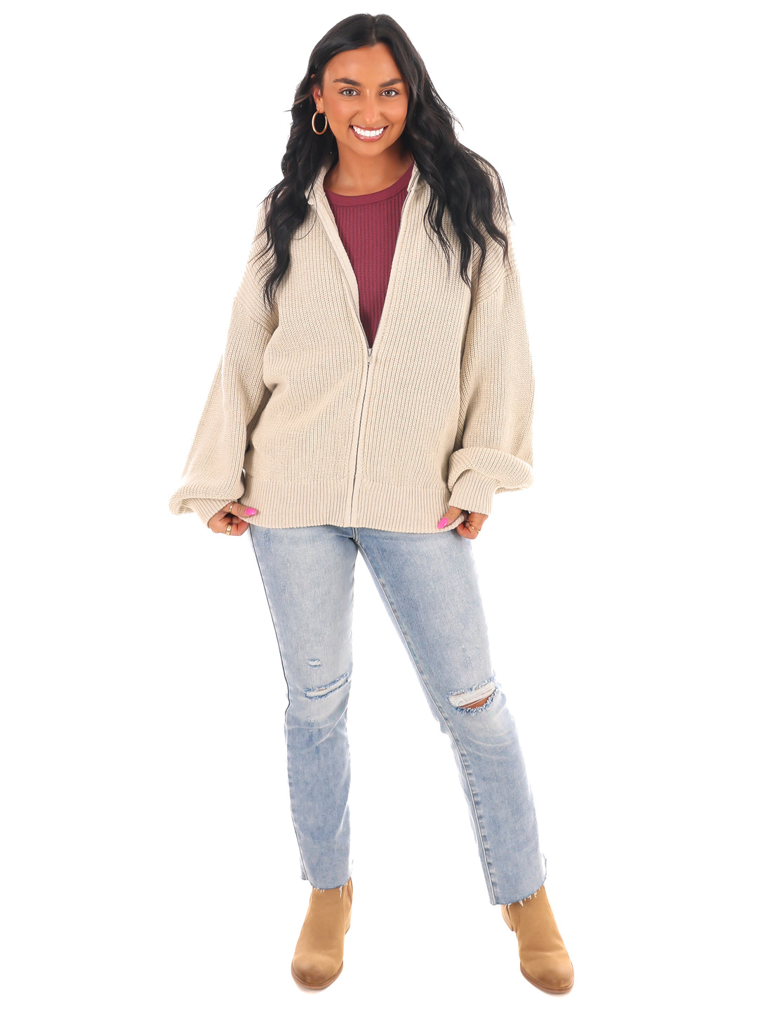 Oversized Chill Zip Cardigan Jacket