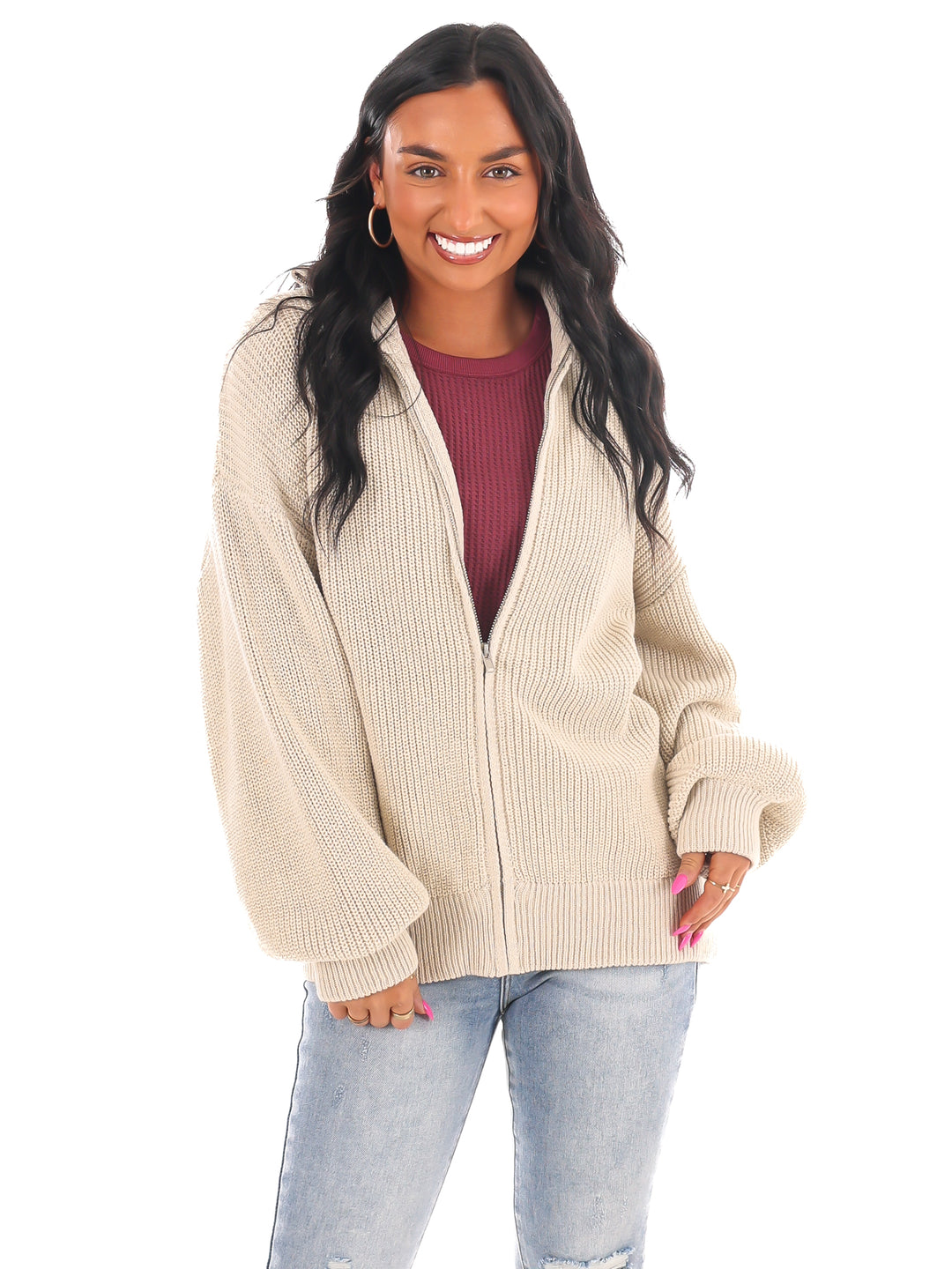 Oversized Chill Zip Cardigan Jacket