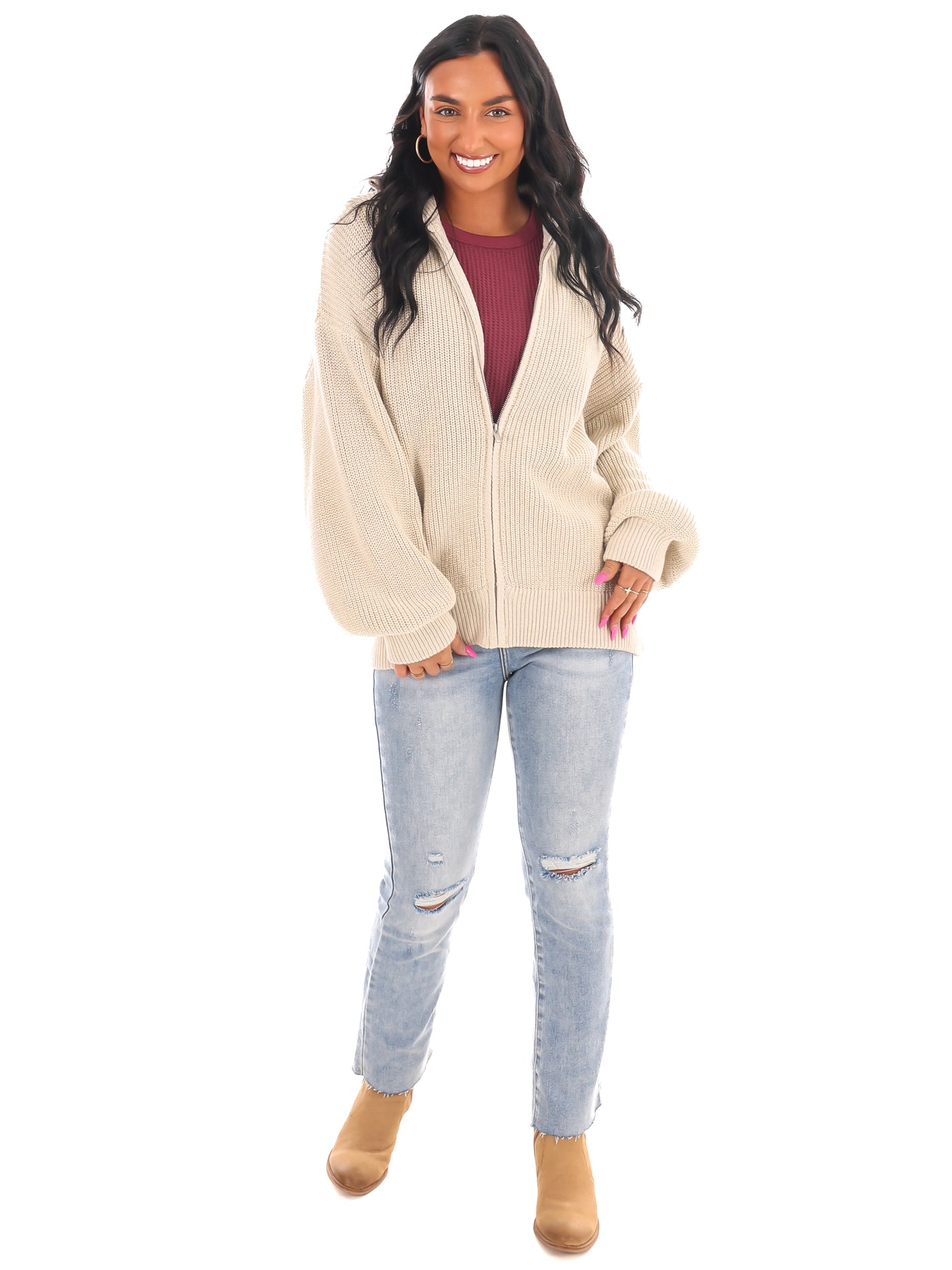 Oversized Chill Zip Cardigan Jacket