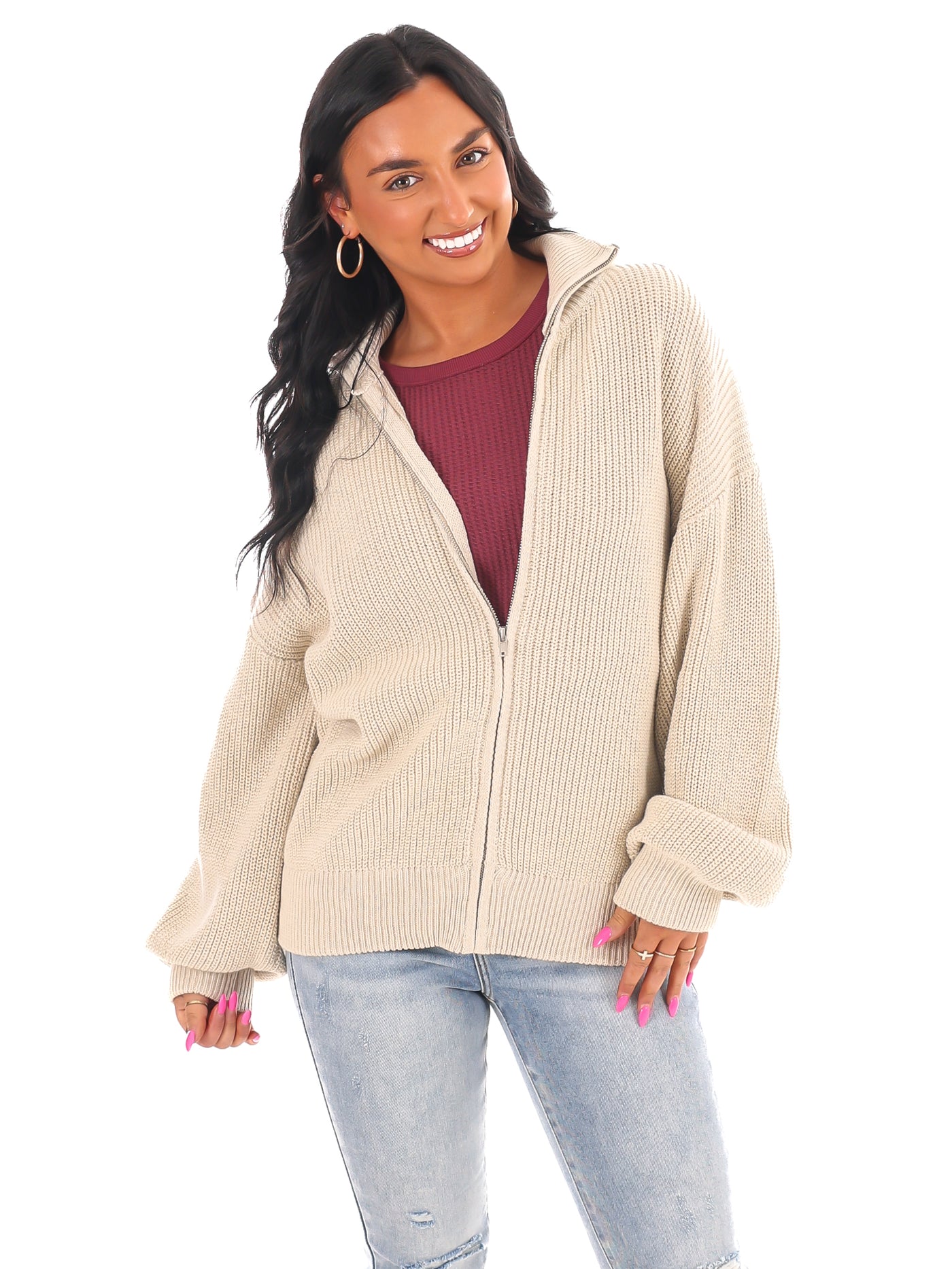 Oversized Chill Zip Cardigan Jacket