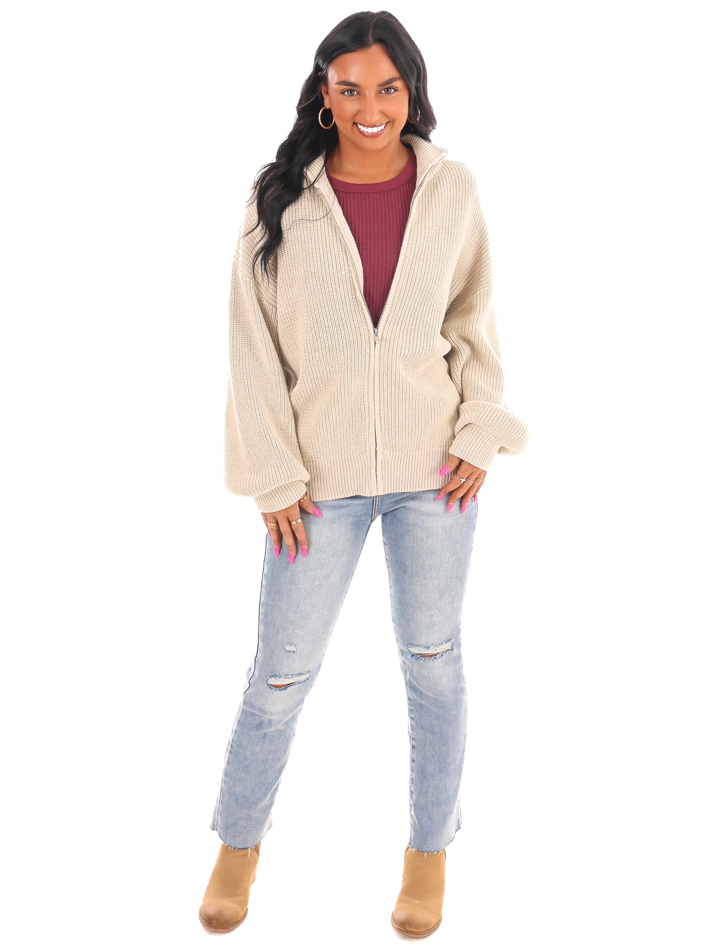 Oversized Chill Zip Cardigan Jacket