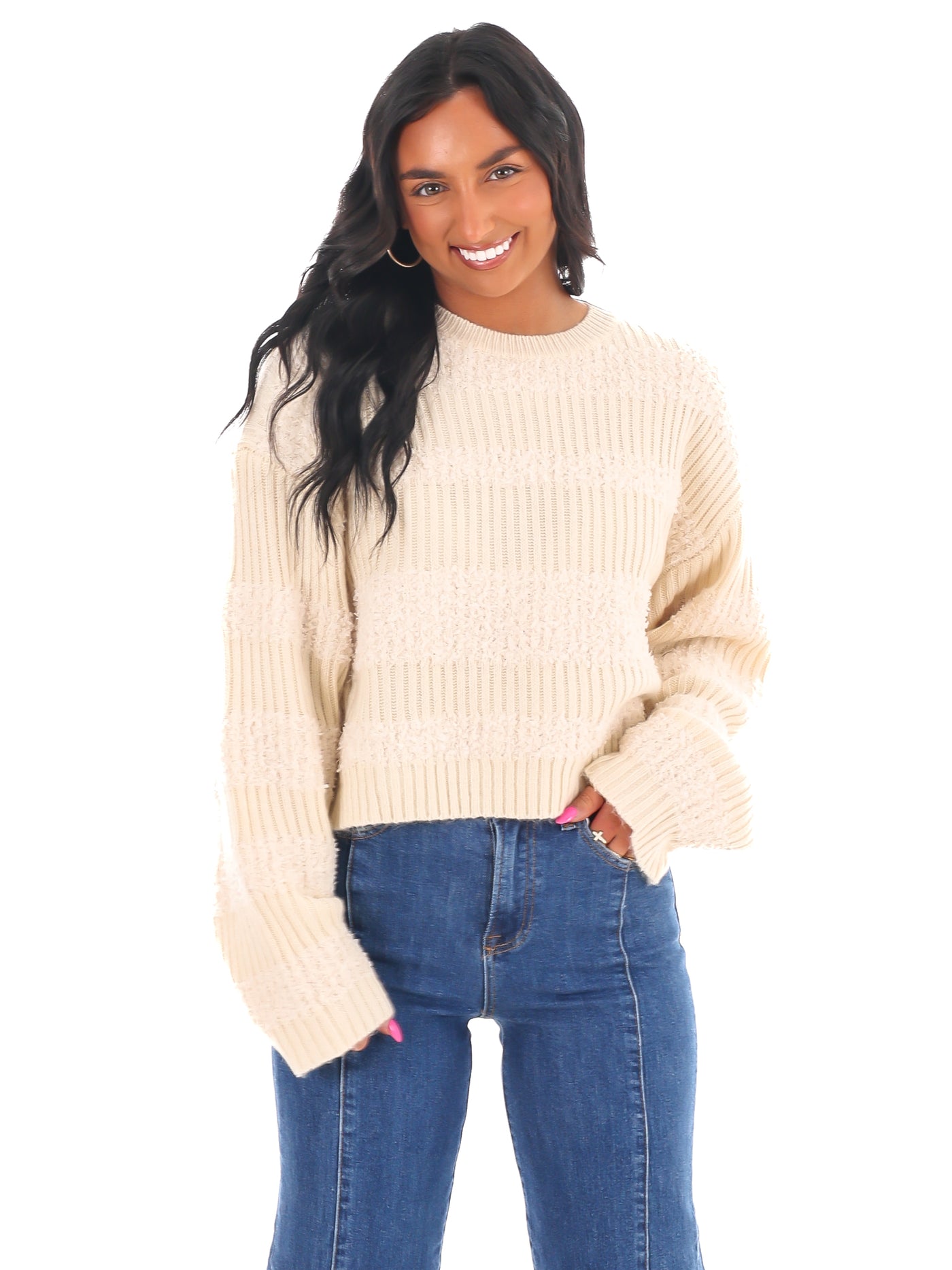 Contrast Cozy Texture Sweater