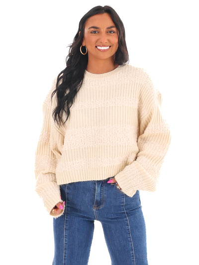 Contrast Cozy Texture Sweater