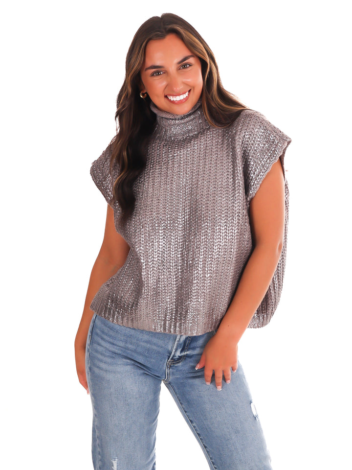 Playful Pop Metallic Foil Sweater