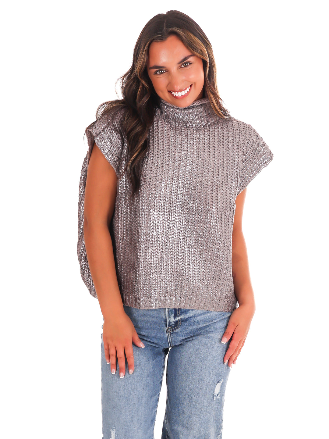 Playful Pop Metallic Foil Sweater