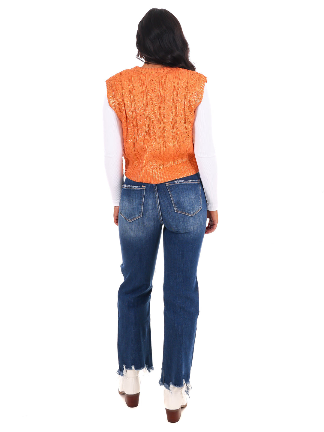 Shimmer Stitch Cable Knit Sweater Vest