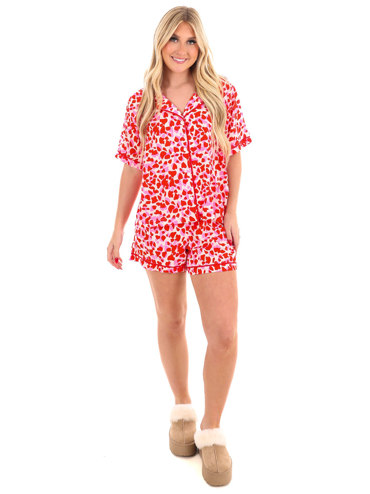 Heart Eyes Satin Short Pajama Set