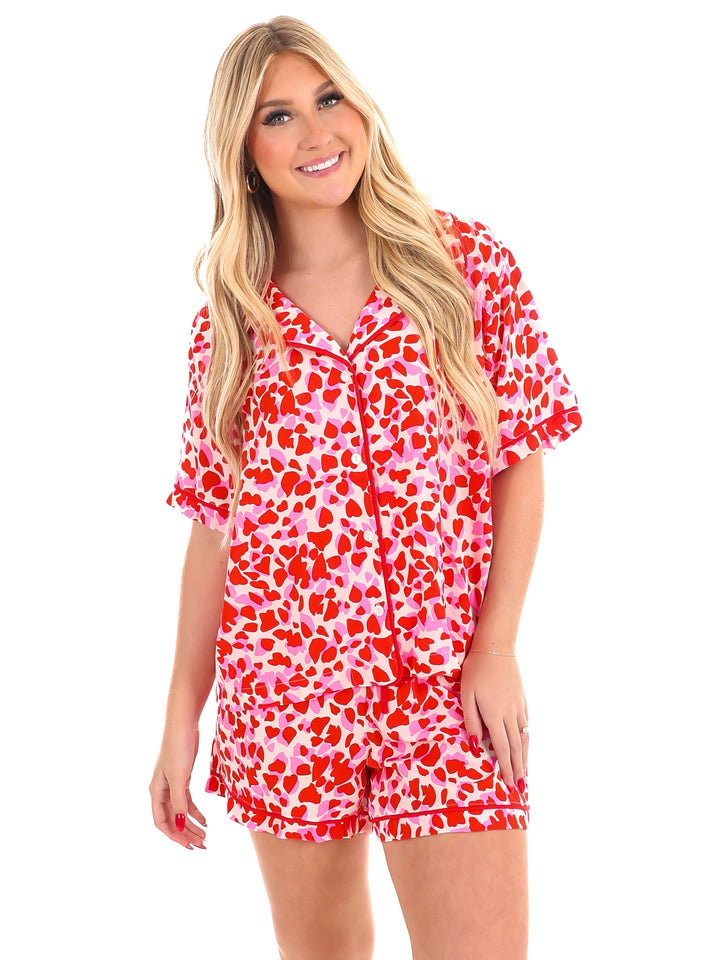 Heart Eyes Satin Short Pajama Set