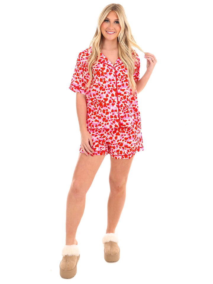 Heart Eyes Satin Short Pajama Set