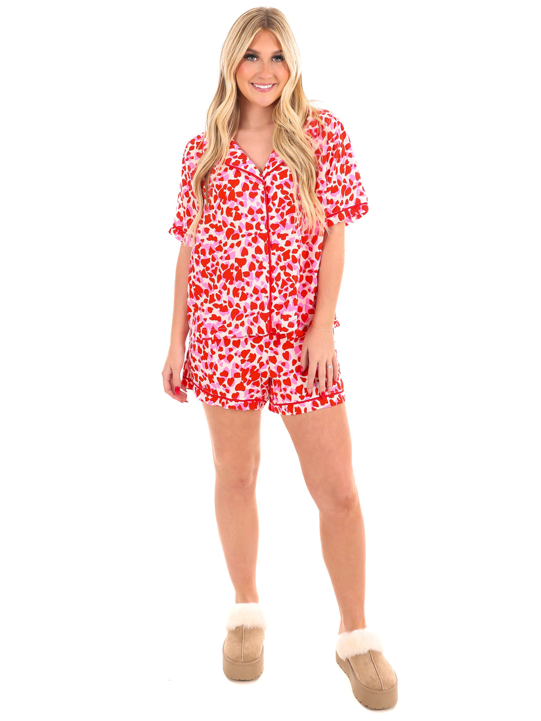 Heart Eyes Satin Short Pajama Set