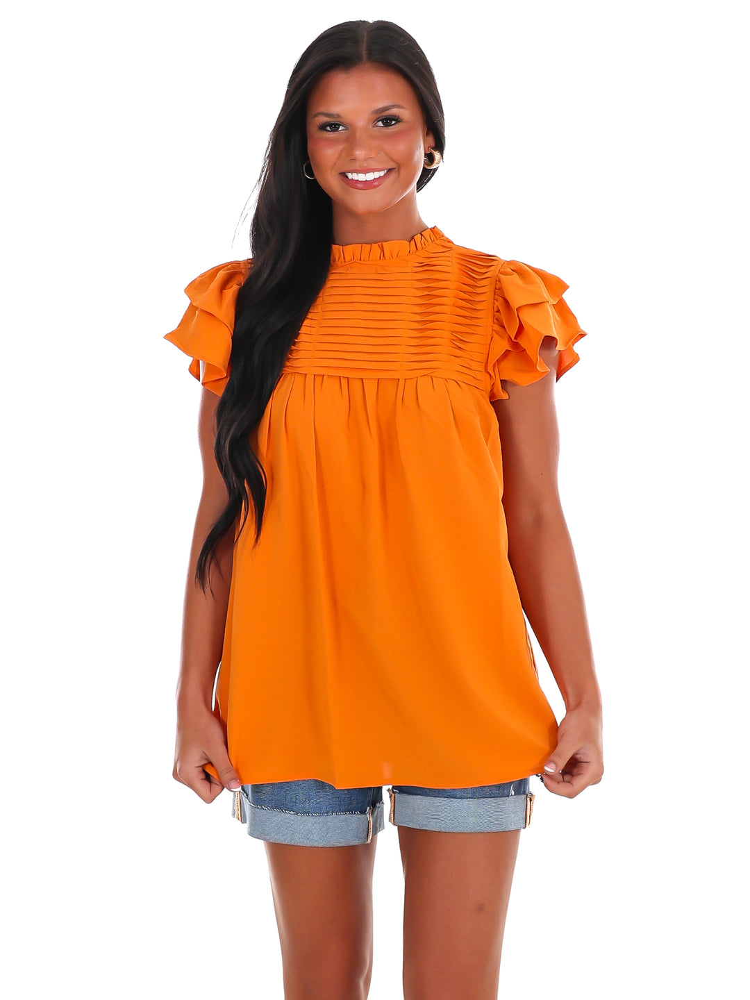 Stadium Style Ruffle Sleeve Top