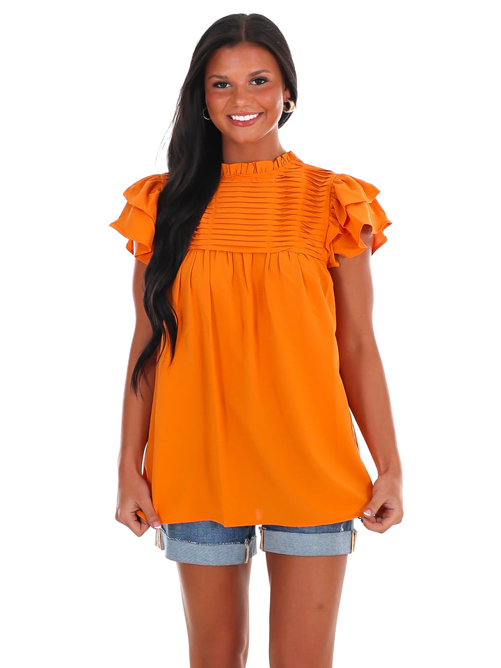 Stadium Style Ruffle Sleeve Top