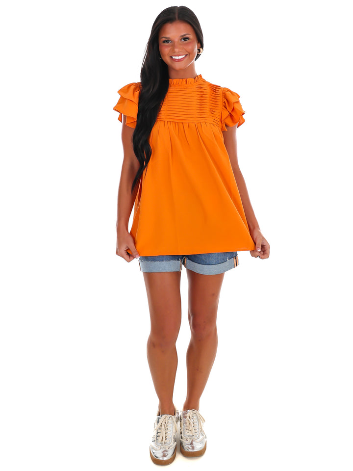 Stadium Style Ruffle Sleeve Top