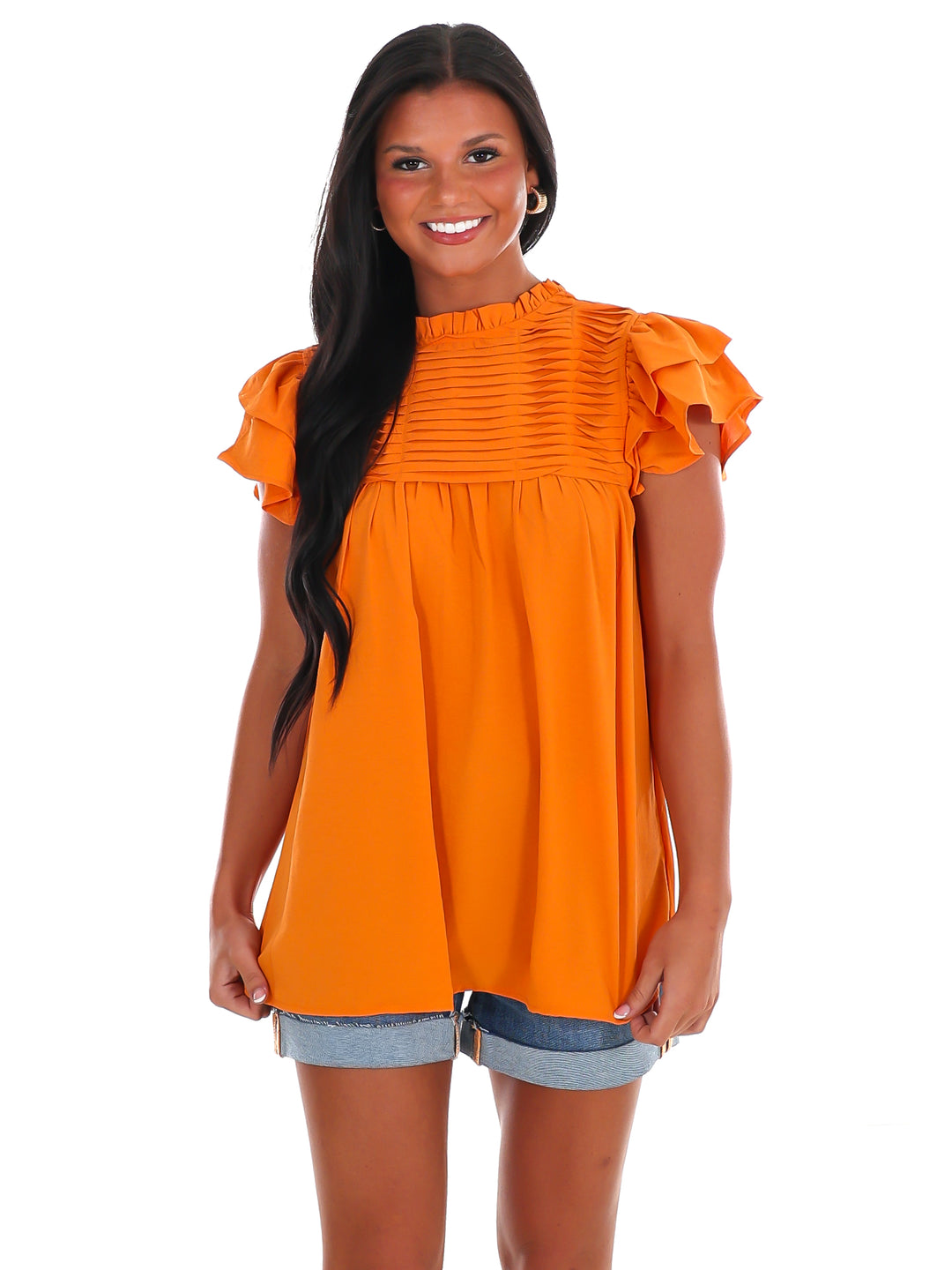 Stadium Style Ruffle Sleeve Top