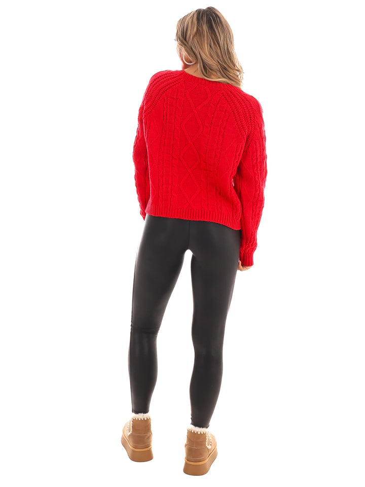 Radiant Rhinestone Cable Knit Sweater