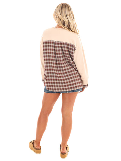 True to Me Plaid Contrast Top