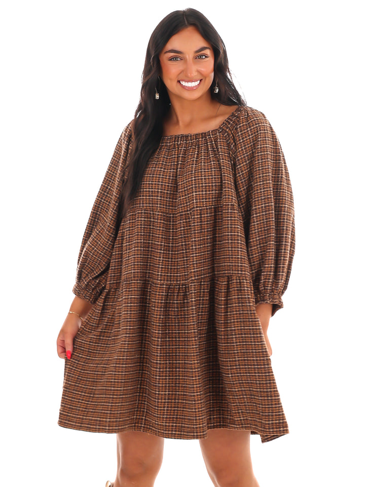 Pocketful of Plaid Tiered Dress