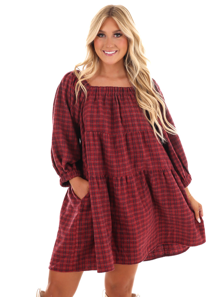 Pocketful of Plaid Tiered Dress