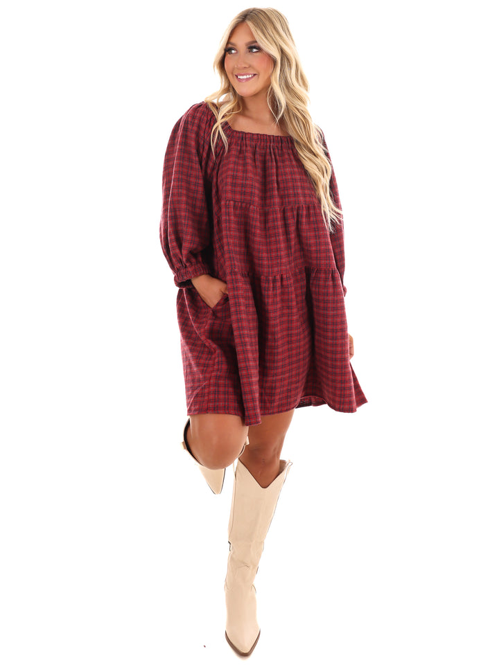 Pocketful of Plaid Tiered Dress