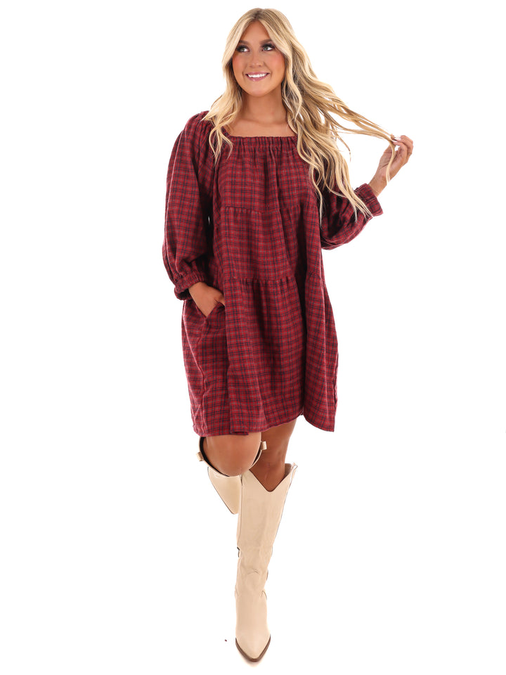 Pocketful of Plaid Tiered Dress