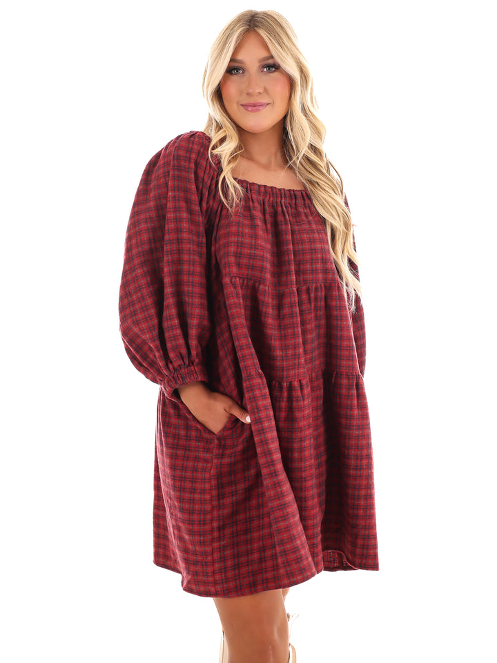 Pocketful of Plaid Tiered Dress