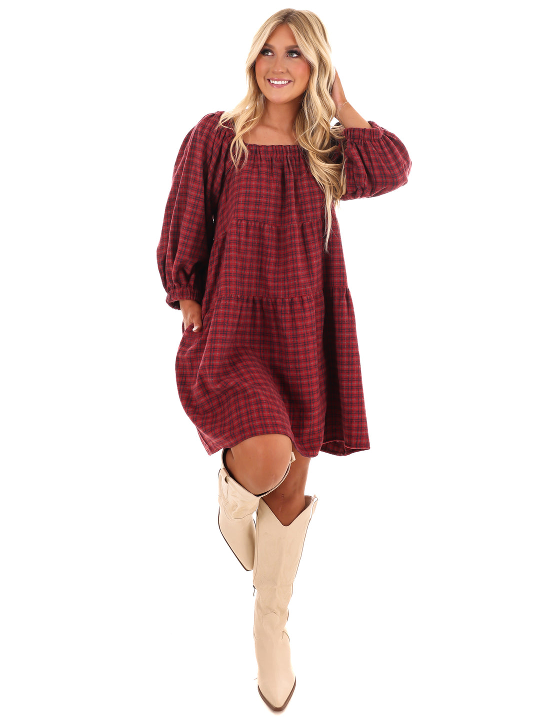 Pocketful of Plaid Tiered Dress