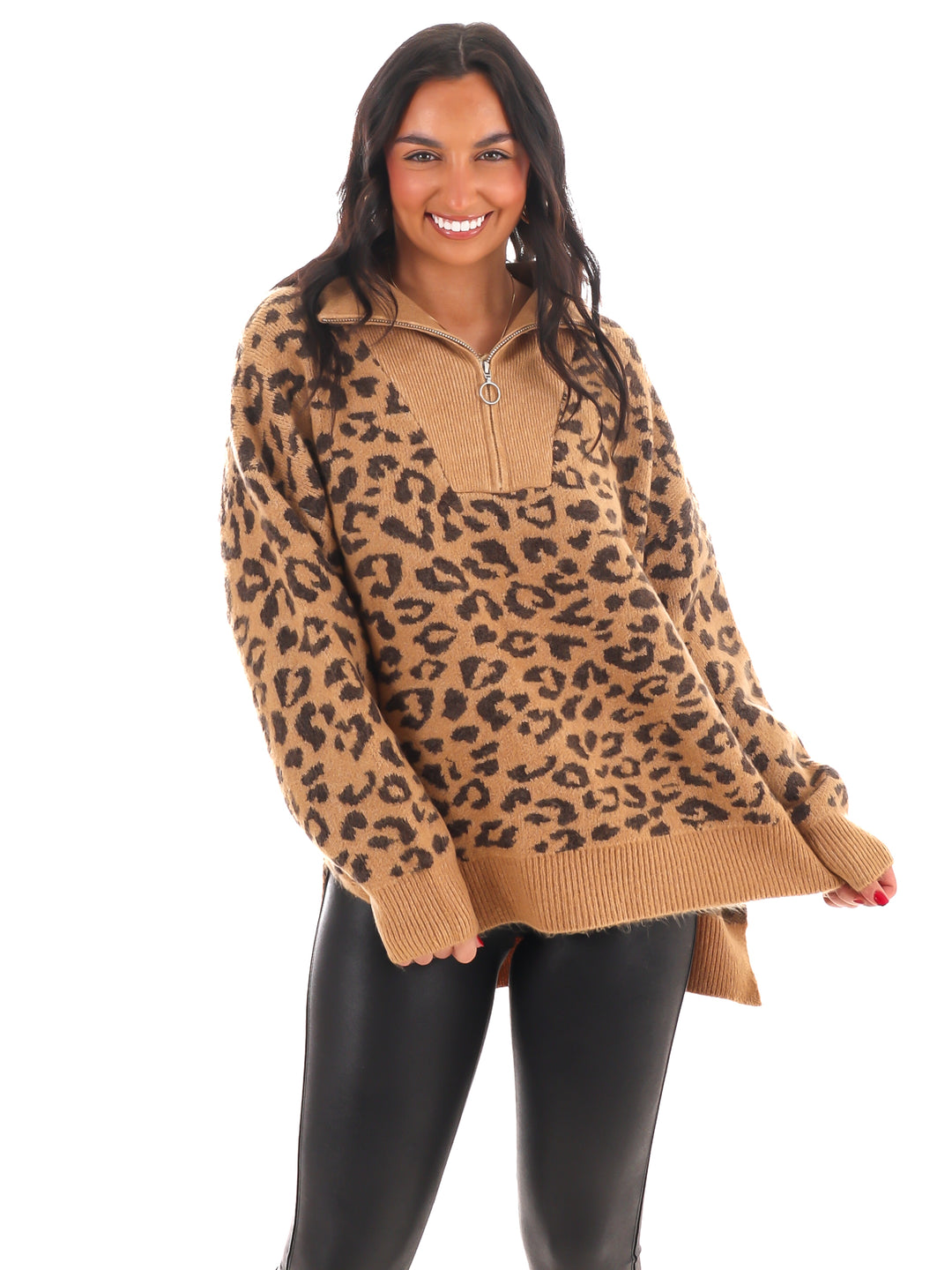 Leopard Luxe Half Zip Sweater