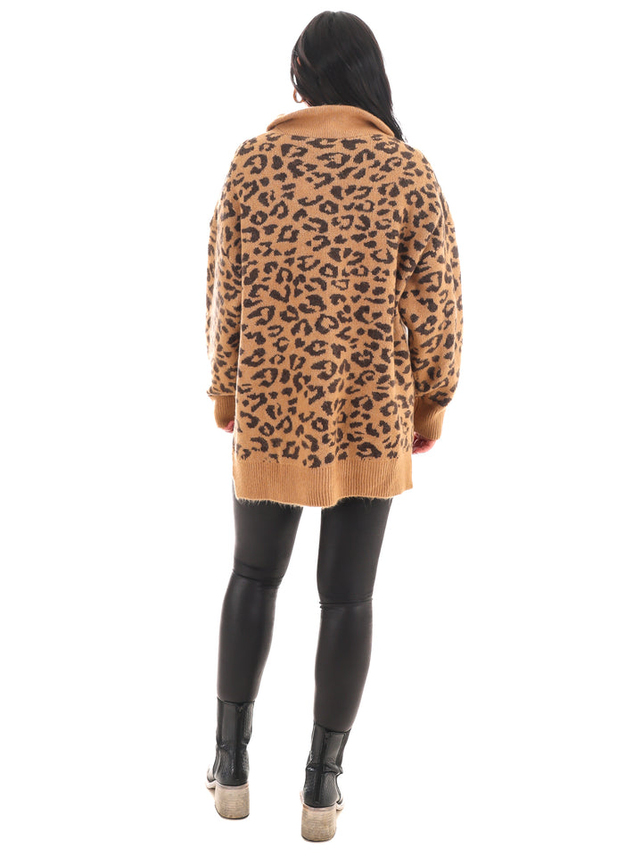 Leopard Luxe Half Zip Sweater
