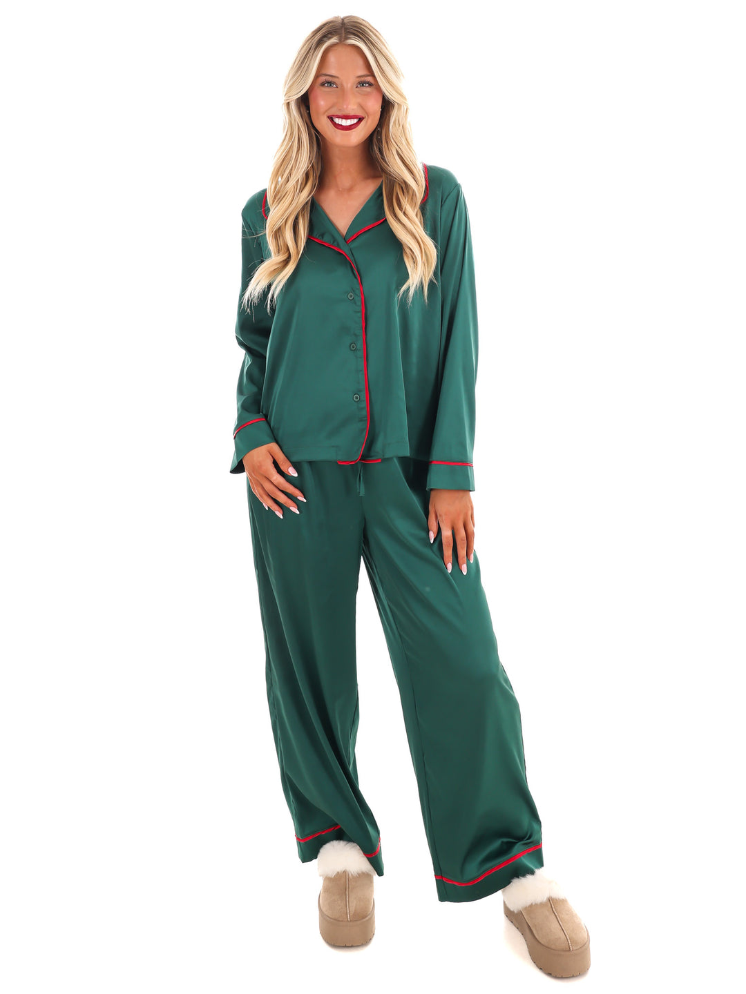 Cozy Claus Satin Christmas Pajamas