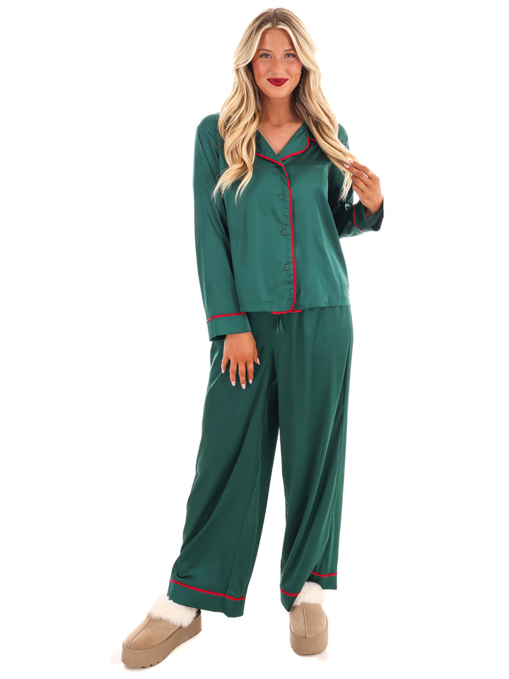 Cozy Claus Satin Christmas Pajamas