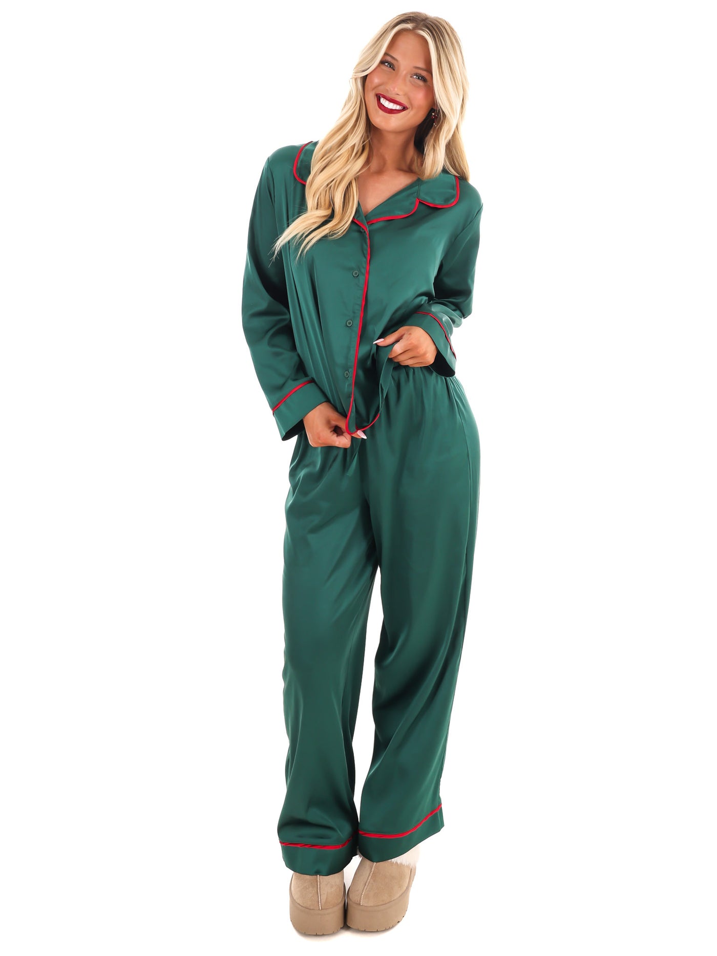 Cozy Claus Satin Christmas Pajamas