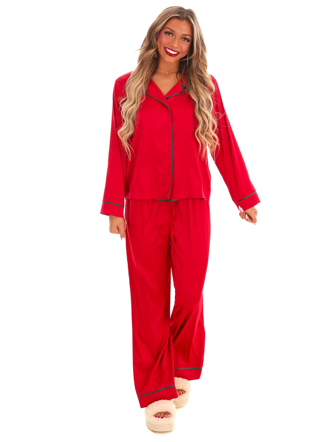 Cozy Claus Satin Christmas Pajamas