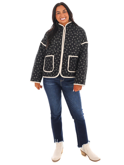 Floral Stitch Quilted Jacket