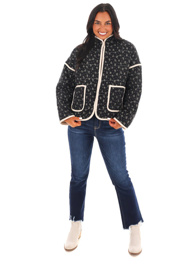 Floral Stitch Quilted Jacket