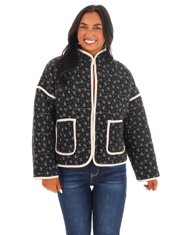 Floral Stitch Quilted Jacket