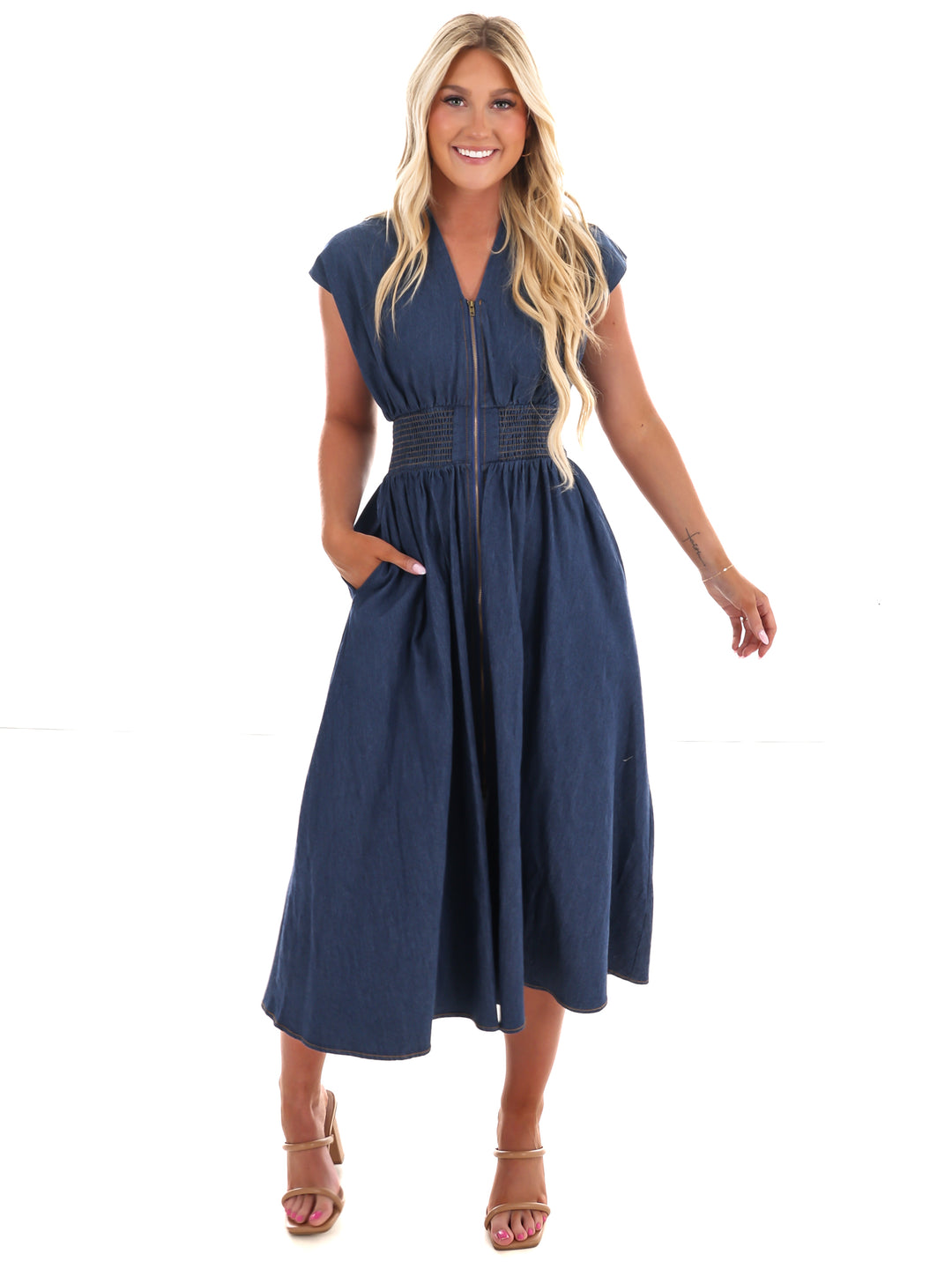 Inside Scoop Denim Midi Dress