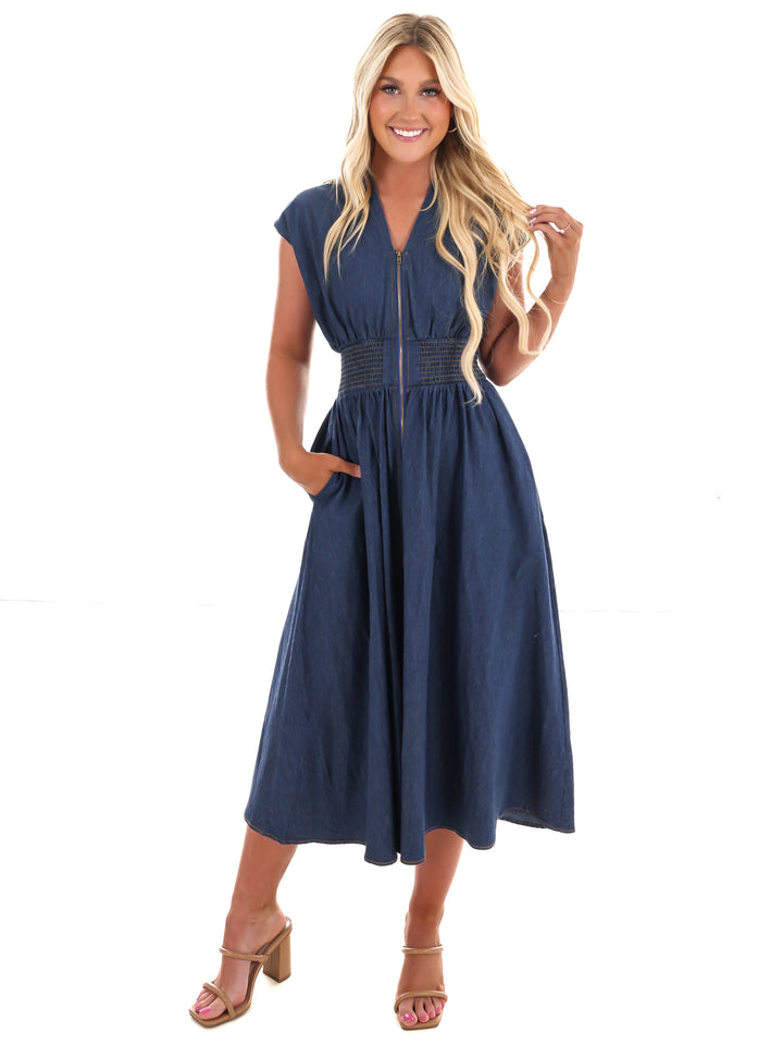 Inside Scoop Denim Midi Dress