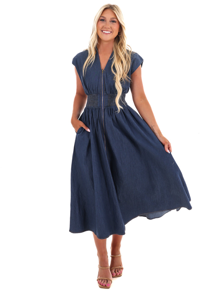 Inside Scoop Denim Midi Dress