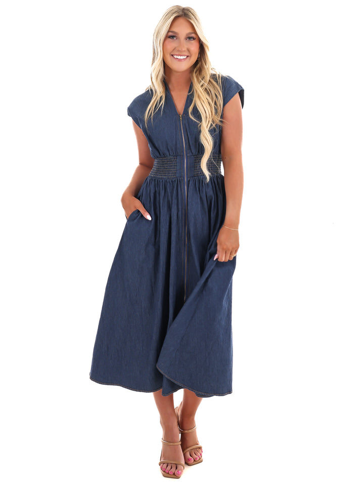 Inside Scoop Denim Midi Dress
