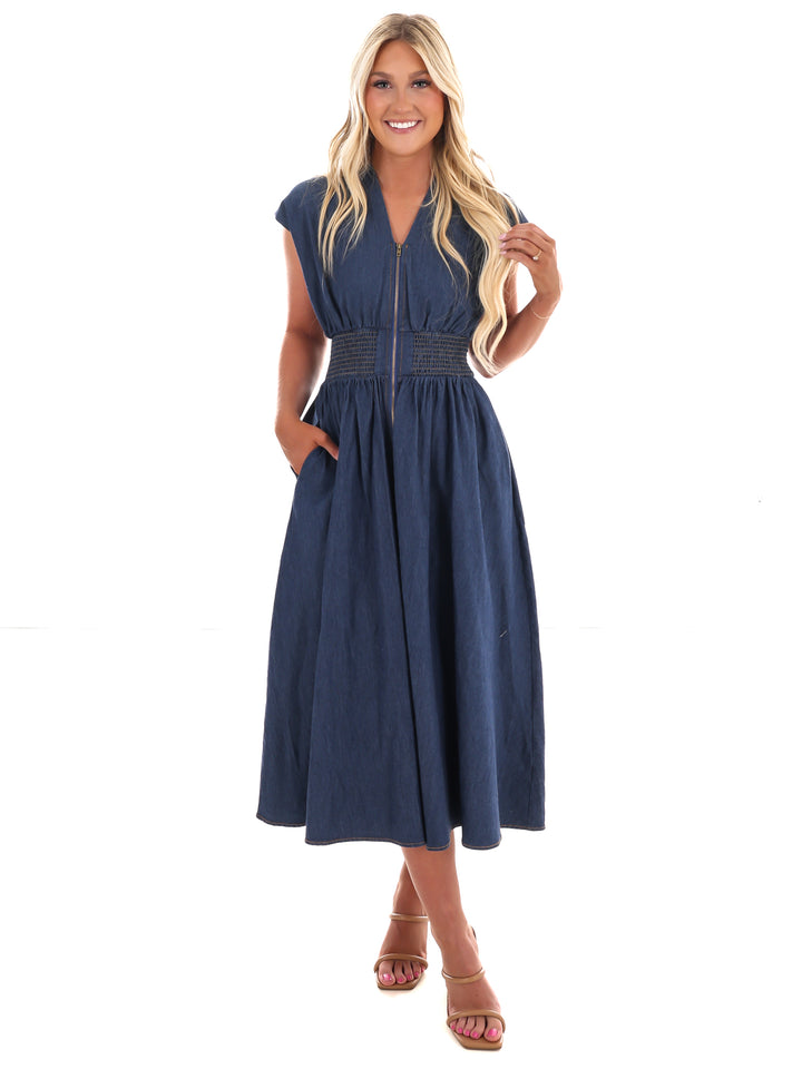Inside Scoop Denim Midi Dress